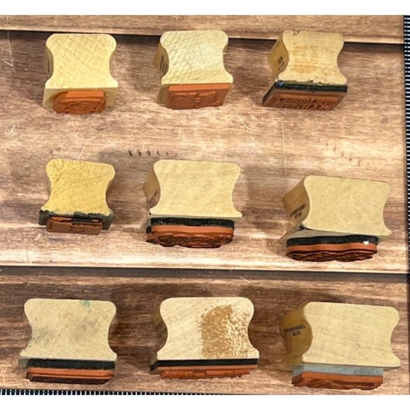 LOT OF 9 VINTAGE NOTEWORTHY CHRISTMAS WOOD MOUNTED RUBBER STAMPS HOLIDAY ANGEL - Picture 6 of 7